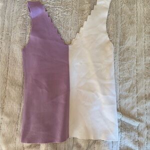 Purple and White Scalloped Tank Top
